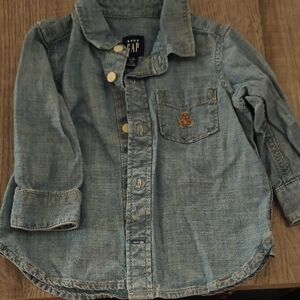 GAP Light Blue Denim Shirt with Bear Patch